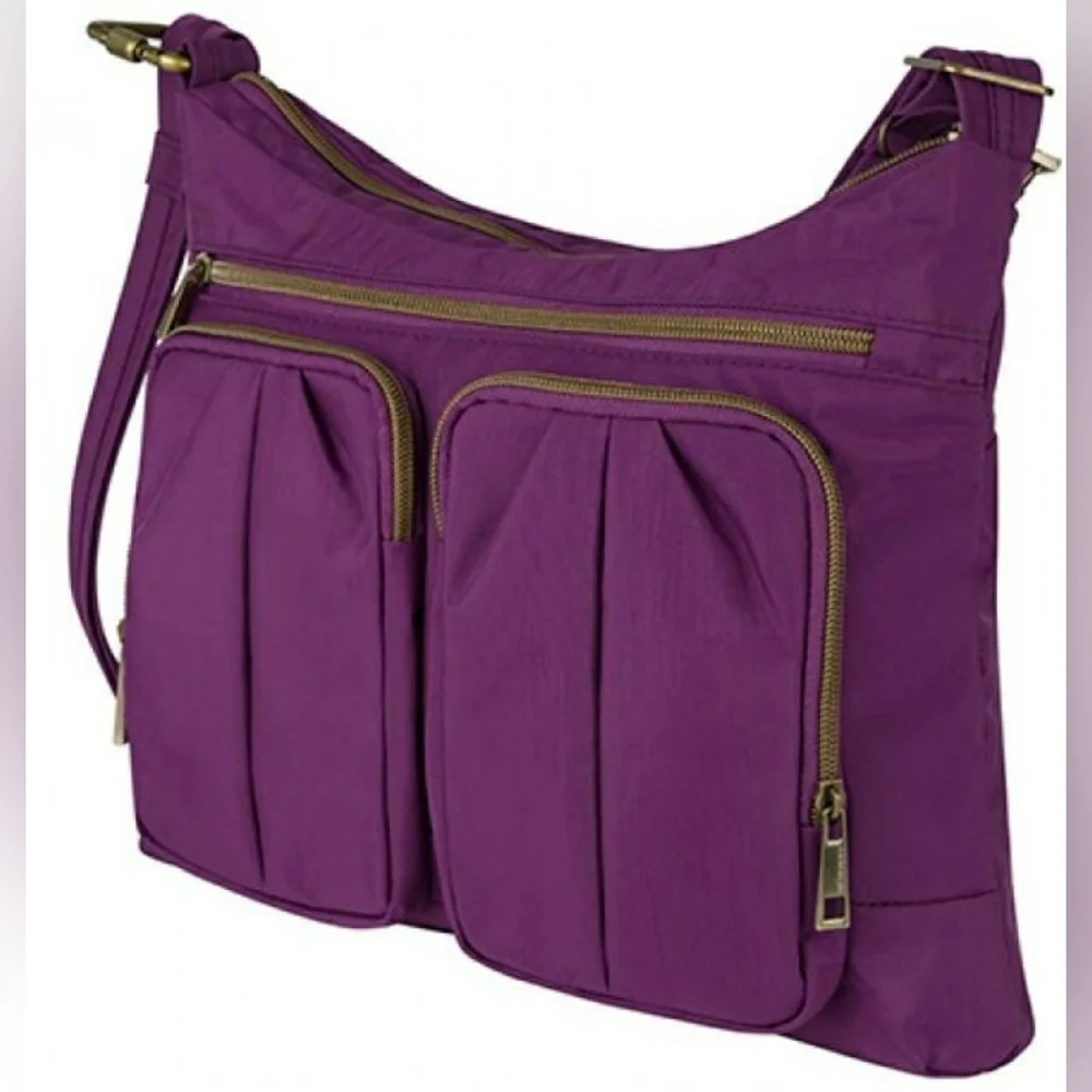Travelon Anti-Theft Signature Twin Pocket Hobo Bag -  Lightweight.